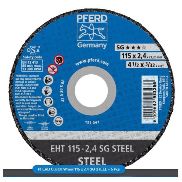 PFERD METAL CUTTING DISC 115 X 2.4 X 22mm (SG) (953266)